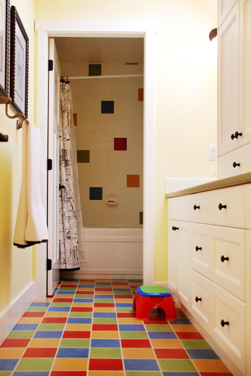 multi-colour bathroom tile